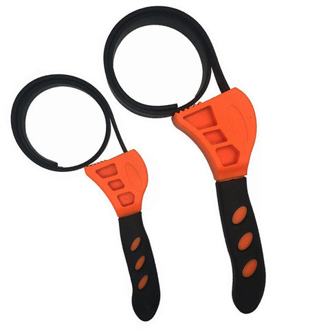 2pcs Rubber Strap Adjustable Wrench